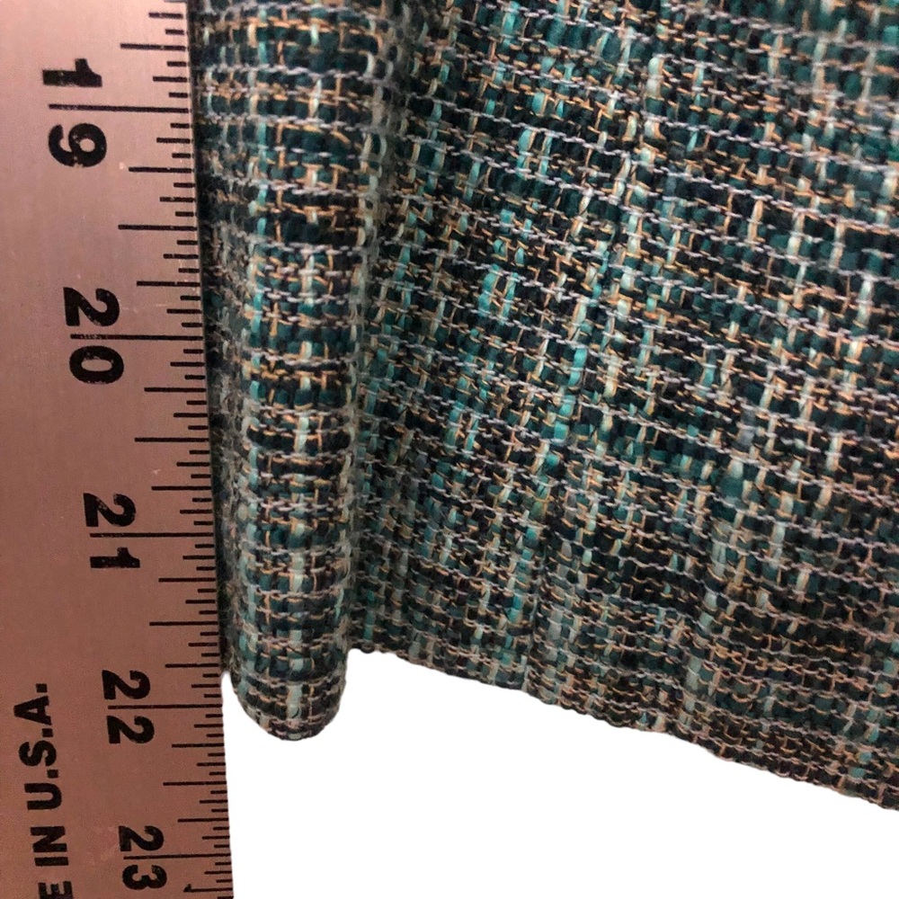 Liz Claiborne sz14 Green Black White Tweed with Small Fringe Blazer Gossip Girl - Picture 4 of 9